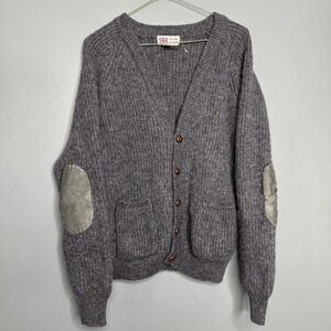 Vintage Royal Scott Knit Cardigan Sweater Mens L Shetland Wool Preppy Pocket 90s